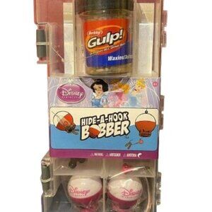 Disney Princess Hide-A-Hook Bobber Tackle Box Waxies Bait Fishing Kit Girls NEW